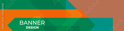 Abstract orange and green banner with geometric objects. Vector abstract business multicolour background design.