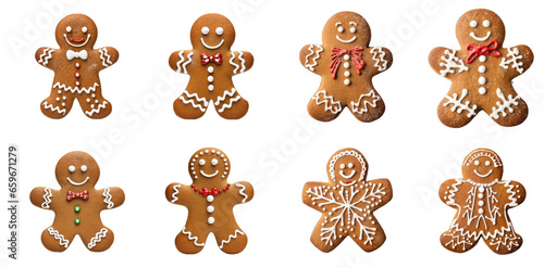 Cute Gingerbread and Sugar Cookie Set for Christmas on transparent background, png - Generative AI © Only Best PNG's