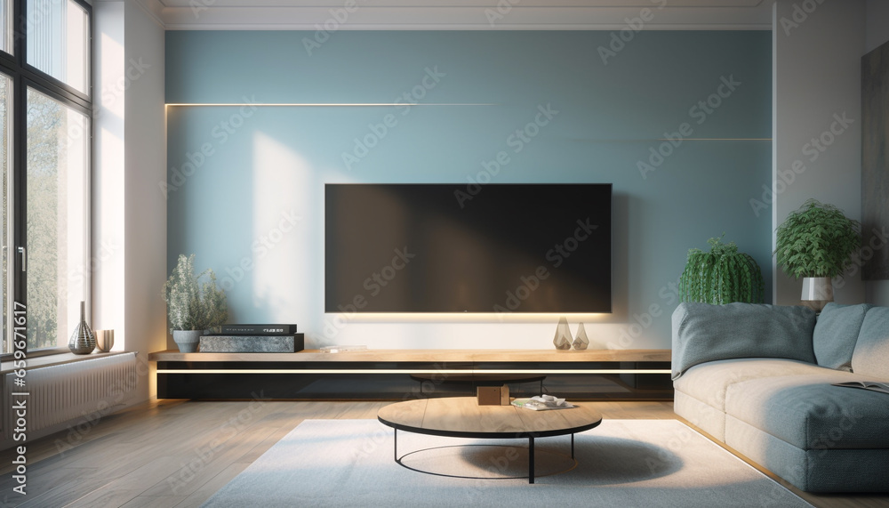 Modern domestic room with elegant design and comfortable furniture indoors generated by AI Modern domestic room with elegant design and comfortable furniture indoors generated by AI