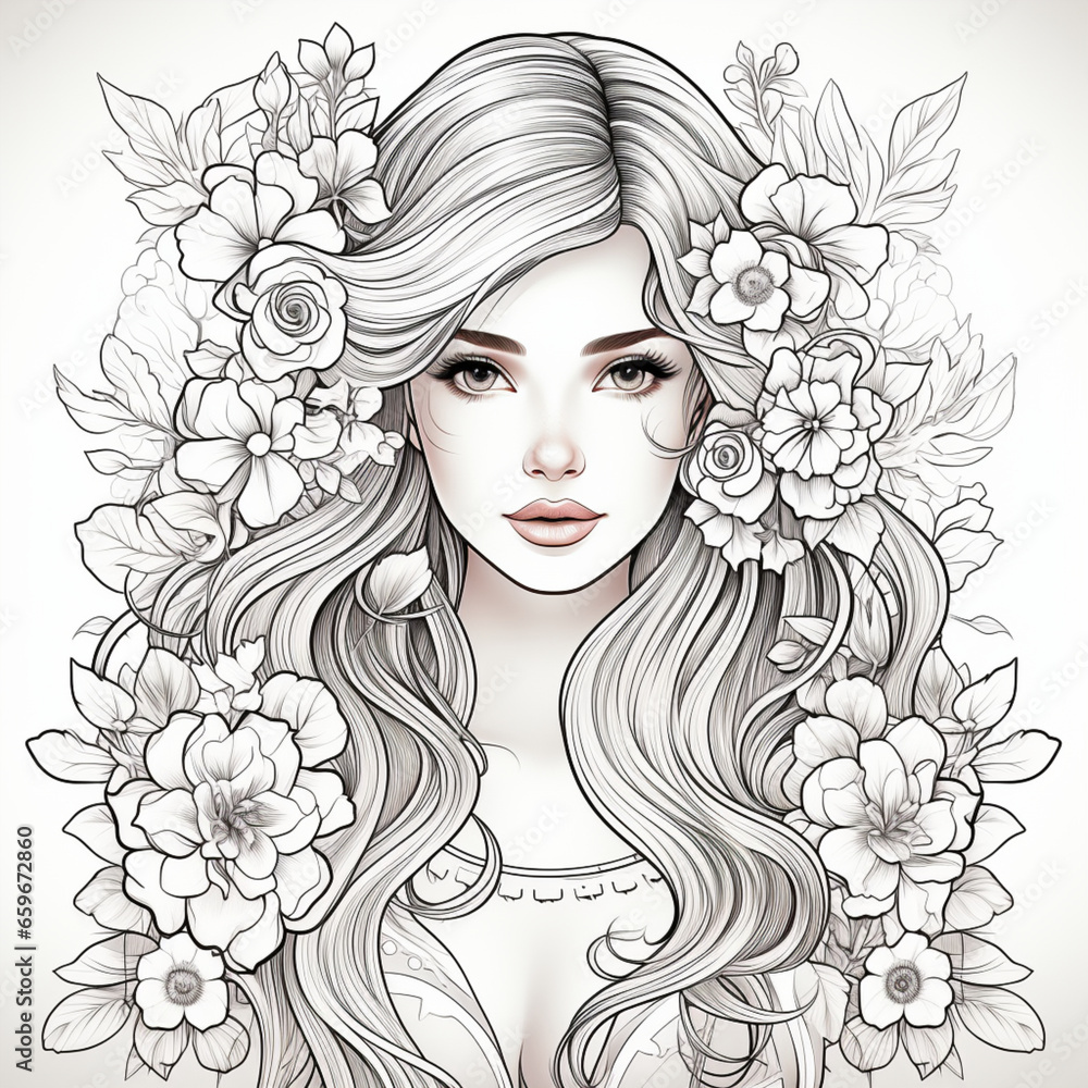 Fototapeta premium girl with flowers