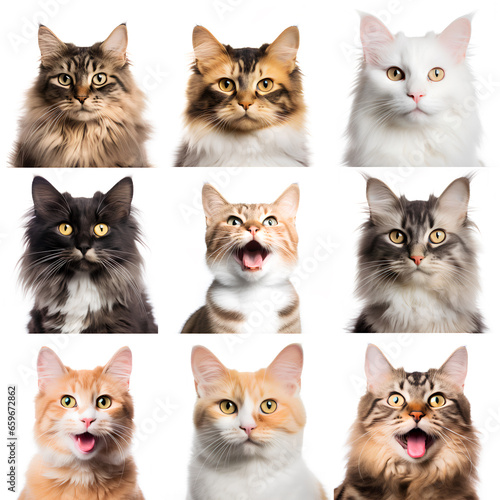 set of cat images, repeatable seamless pattern