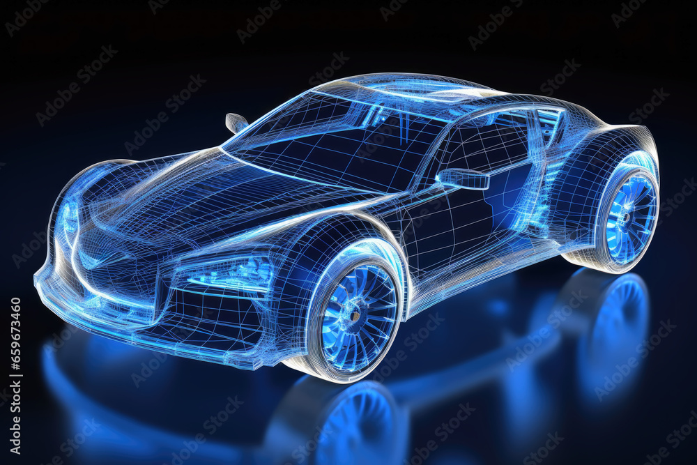 Naklejka premium A wireframe of a powerful car.