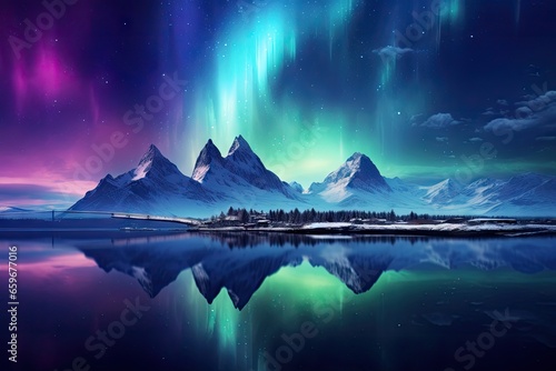 the northern lights in the sky are colorful Generative AI © SKIMP Art