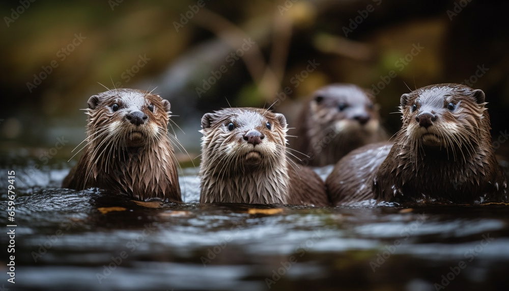 Small furry seal looking at camera in natural beauty outdoors generated by AI Small furry seal looking at camera in natural beauty outdoors generated by AI