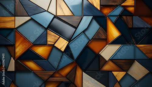 Vibrant colors and geometric shapes create a futuristic mosaic backdrop generated by AI