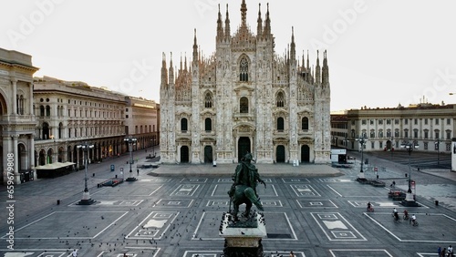 Fototapeta Naklejka Na Ścianę i Meble -  drone photo Milan Cathedral, Duomo di Milano Milan Italy Europe
