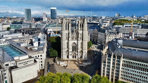 drone photo Cathédrale Saints-Michel-et-Gudule, St-Michiels en St-Goedelekathedraal Brussel bruxelles Belgique europe 
