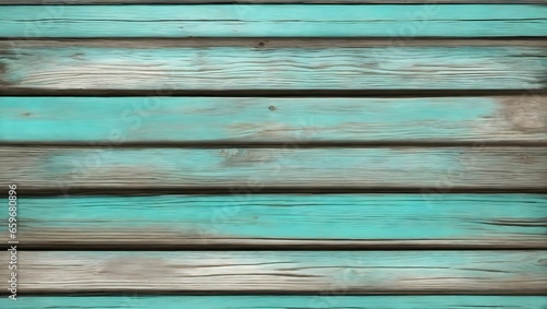 Beach Wood Background With Faded Turquoise Wood Planks AI Generative