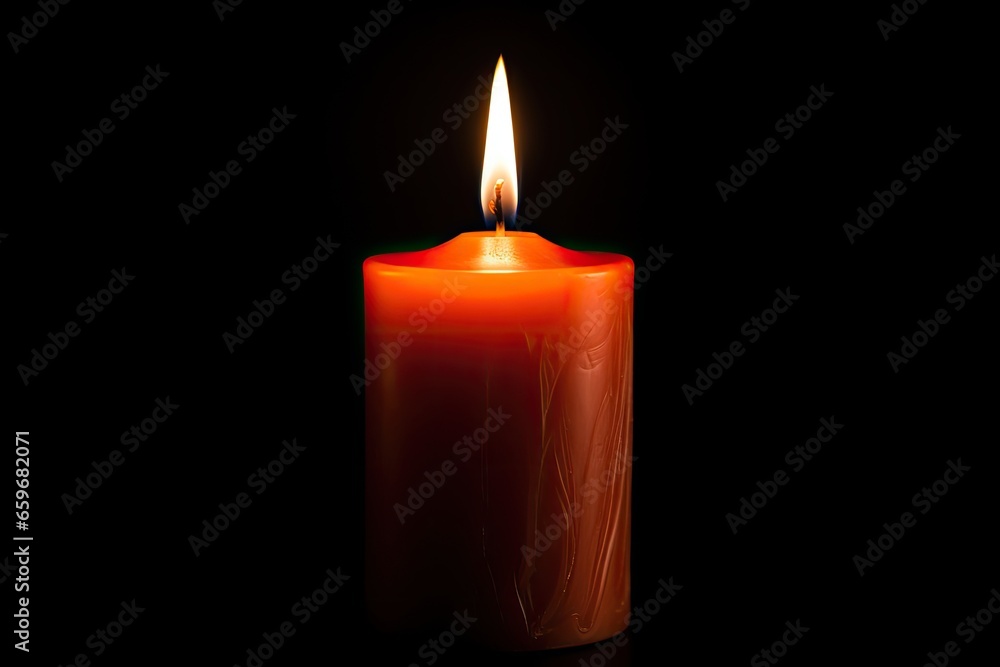 Digital illustration of lit candle on dark background. Generative AI Digital illustration of lit candle on dark background. Generative AI