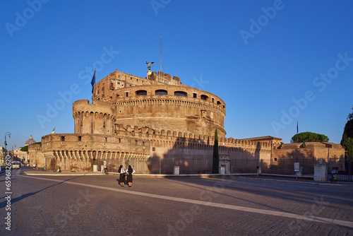 Castel Sant'Angelo (Mausoleum of Hadrian), landmark roman building and Papal fortress and prison in Rome, Italy