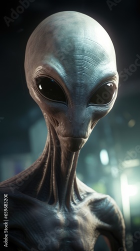Gray alien portrait. alien creatures on earth. aliens from outer space.