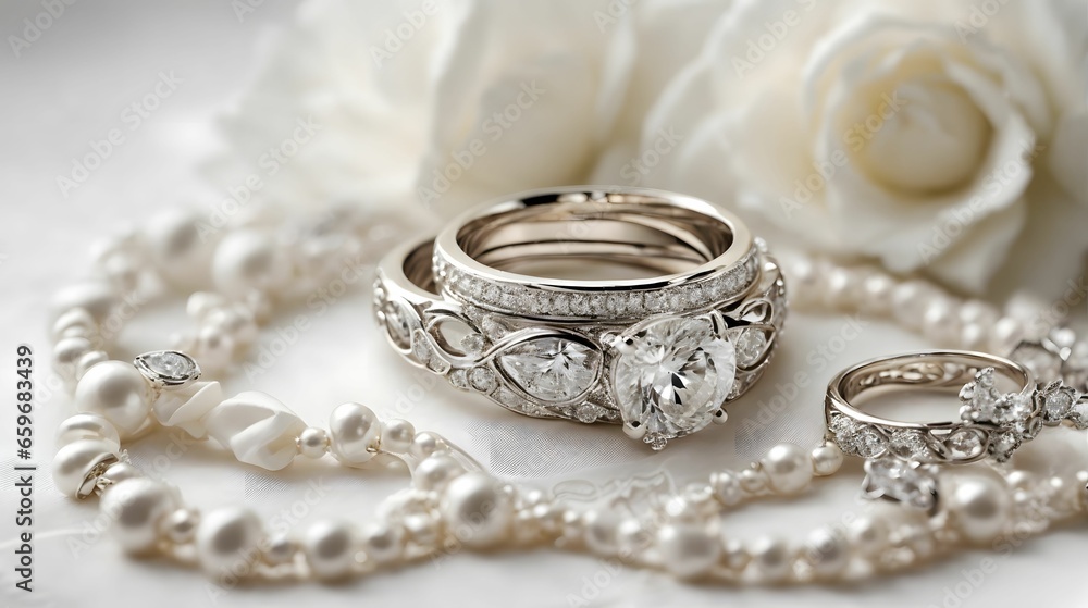 A Striking Photograph That Highlights The Concept Of Wedding Accessories Featuring Elegant Wedding Rings On A Pristine White Background AI Generative A Striking Photograph That Highlights The Concept Of Wedding Accessories Featuring Elegant Wedding Rings On A Pristine White Background AI Generative