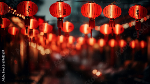 Chinese lanterns on a blurred background Generative AI