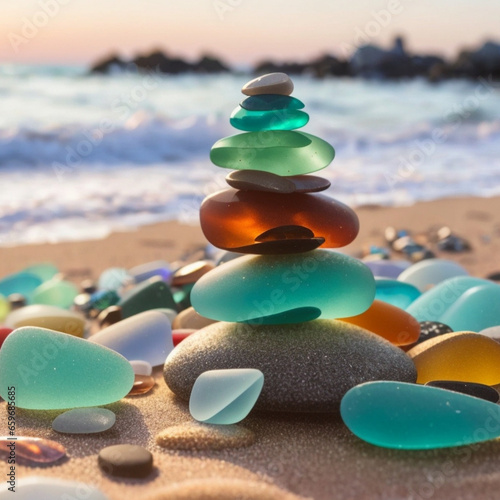 Beautiful Seaglass Stack: A Coastal Delight