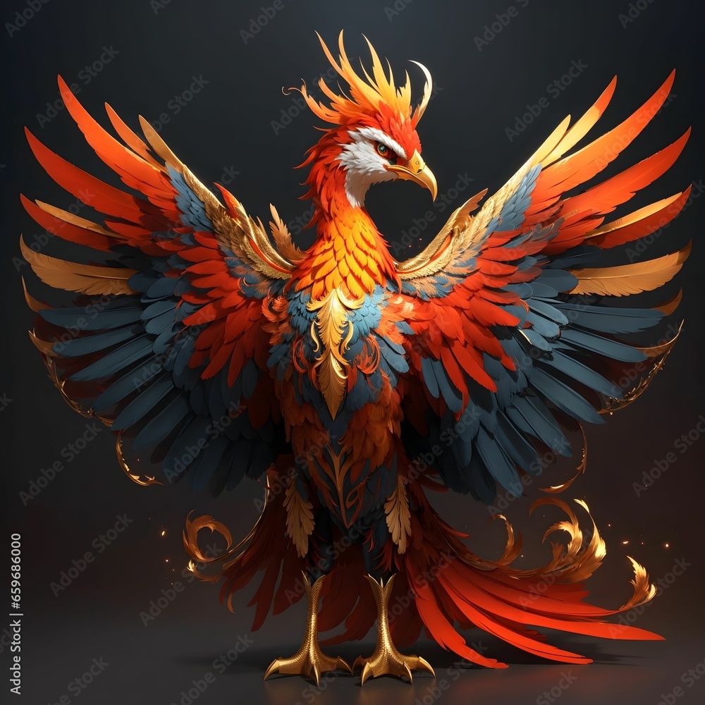 Obraz premium Phoenix Bird Illustration Bird Wallpaper Animal Background AI Generative