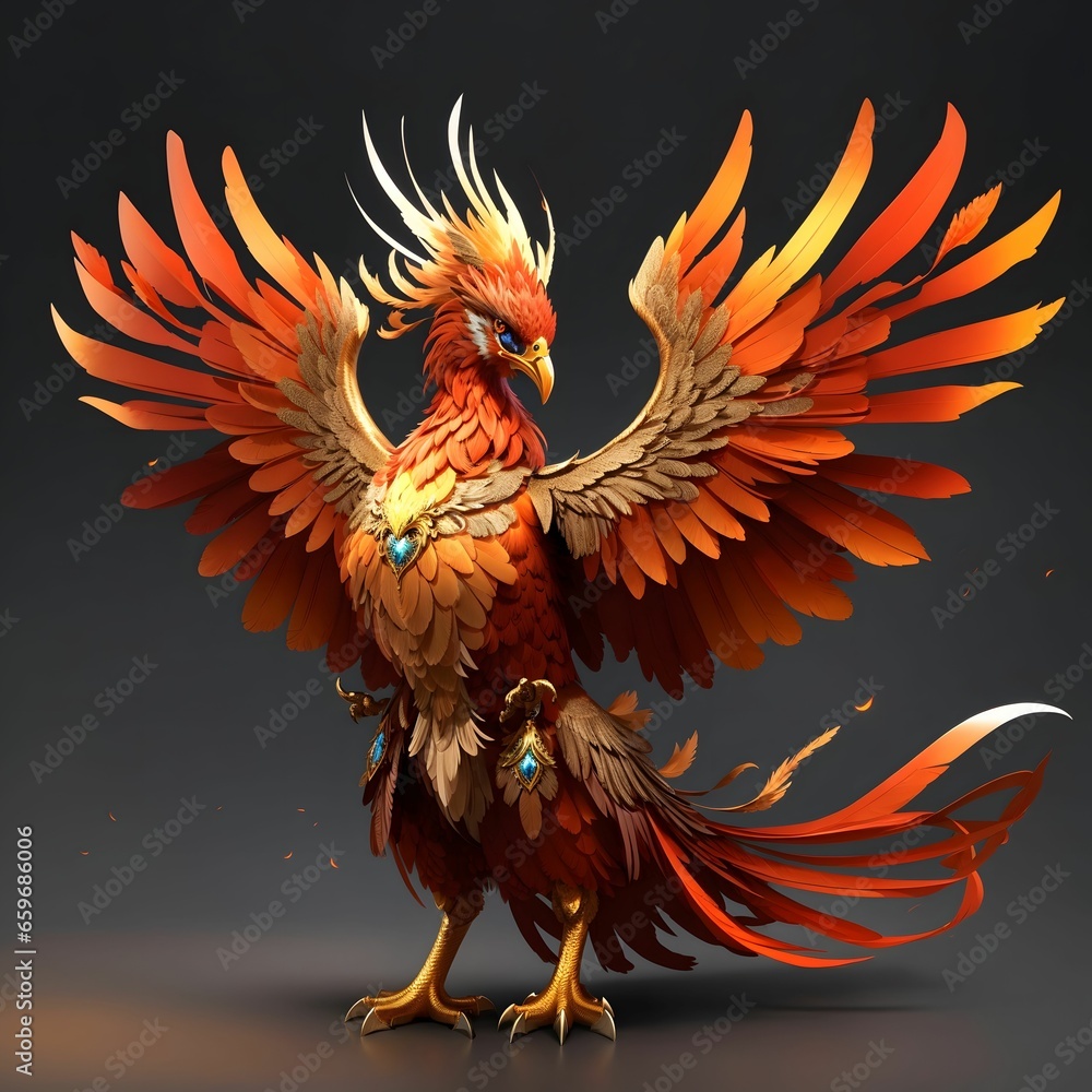 Obraz premium Phoenix Bird Illustration Bird Wallpaper Animal Background AI Generative