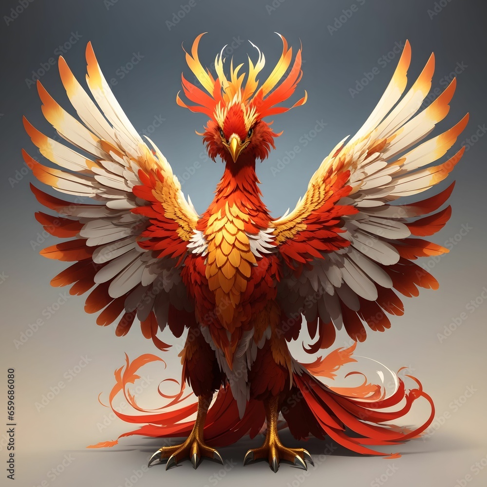 Obraz premium Phoenix Bird Illustration Bird Wallpaper Animal Background AI Generative