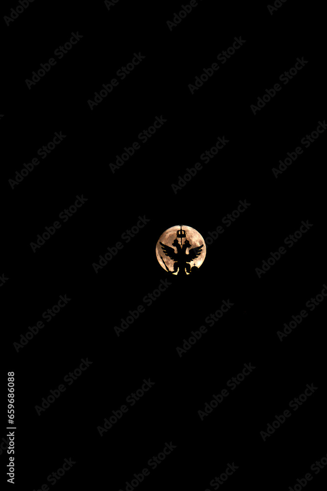 Full moon with silhouette of double-headed eagle symbol of Russia. Full moon with silhouette of double-headed eagle symbol of Russia.