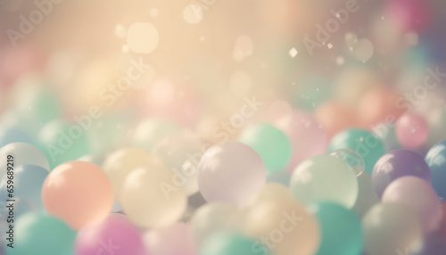 Vibrant celebration backdrop with abstract shapes and levitating balloons generated by AI