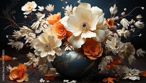 Autumn bouquet of colorful flowers, a celebration of nature beauty generated by AI