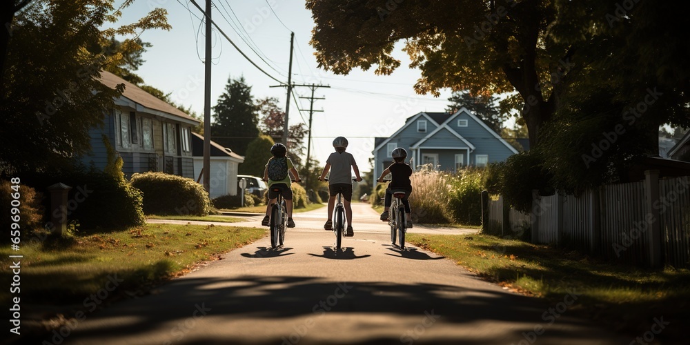 Neighborhood bike ride , concept of Community exploration