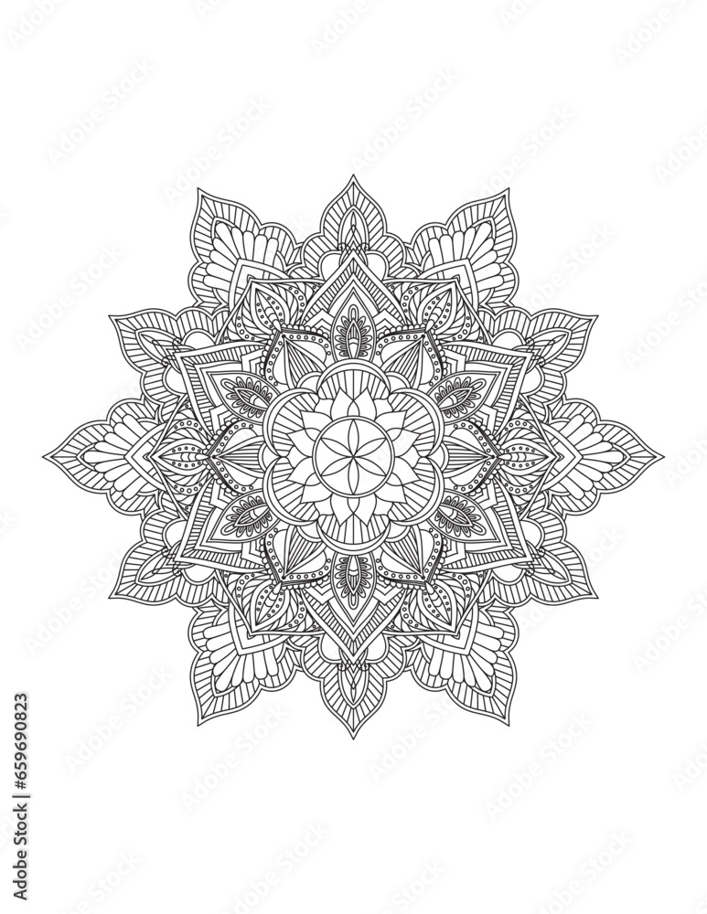Mandala. Mandala Coloring Pages. Flowers and leaves for background, coloring page, and print on product. Vector illustration