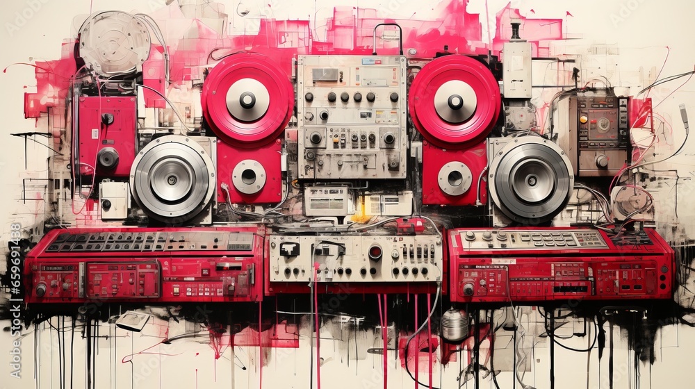 graffiti  background with speakers