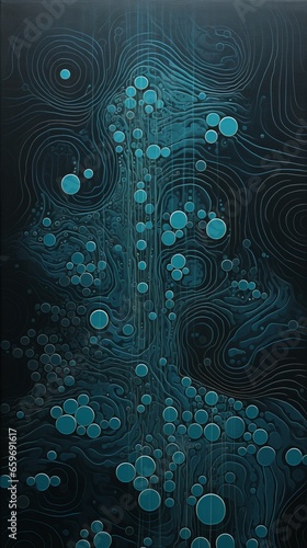 Abstract background with lines, circles, and curves.