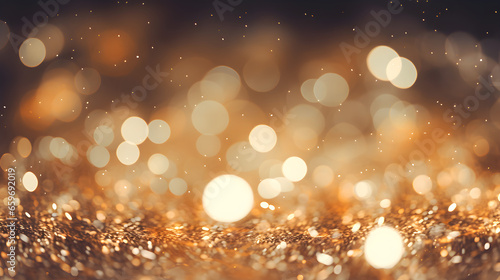 Shiny neutral colors abstract blurred bokeh lights background. Festive glitter sparkle background © Alvin Harambašić