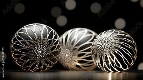 Abstract 3D spheres oulined by radiant black and white.UHD wallpaper photo