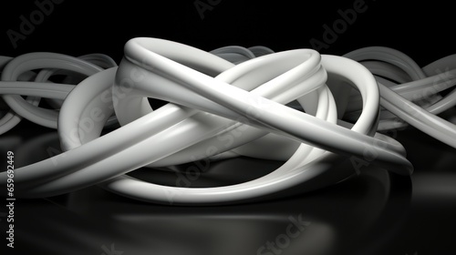 An abstaract 3D rendering of  black and white neon .UHD wallpaper