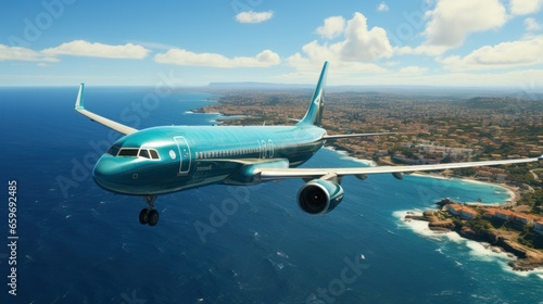 An airliner banking gracefully during a turn in mid UHD wallpaper