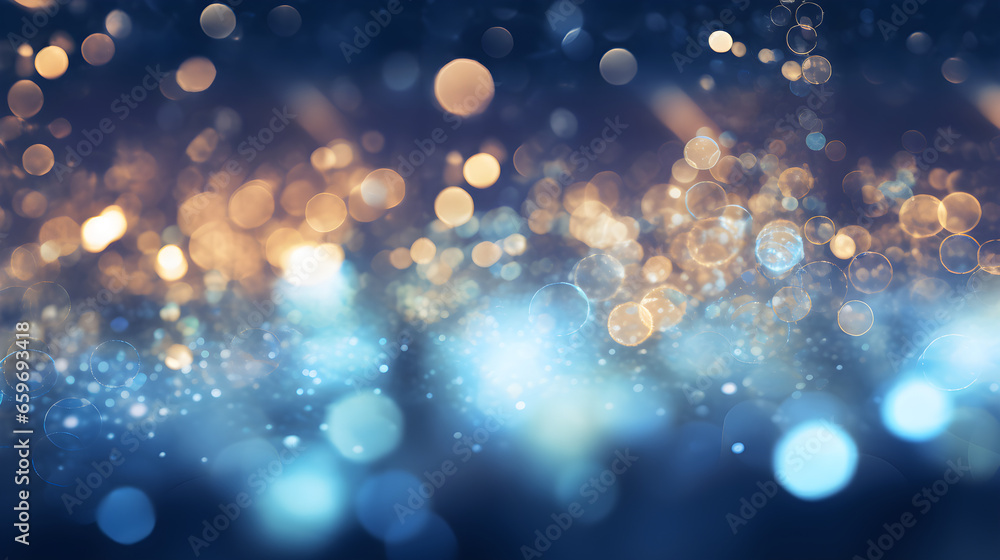 Shiny neutral colors abstract blurred bokeh lights background. Festive glitter sparkle background