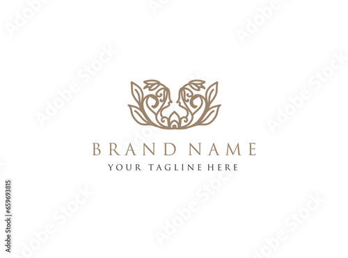 Vector hand drawing linear set of botanical icons and emblems. Design logos with typography for essential oils. Natural cosmetic products