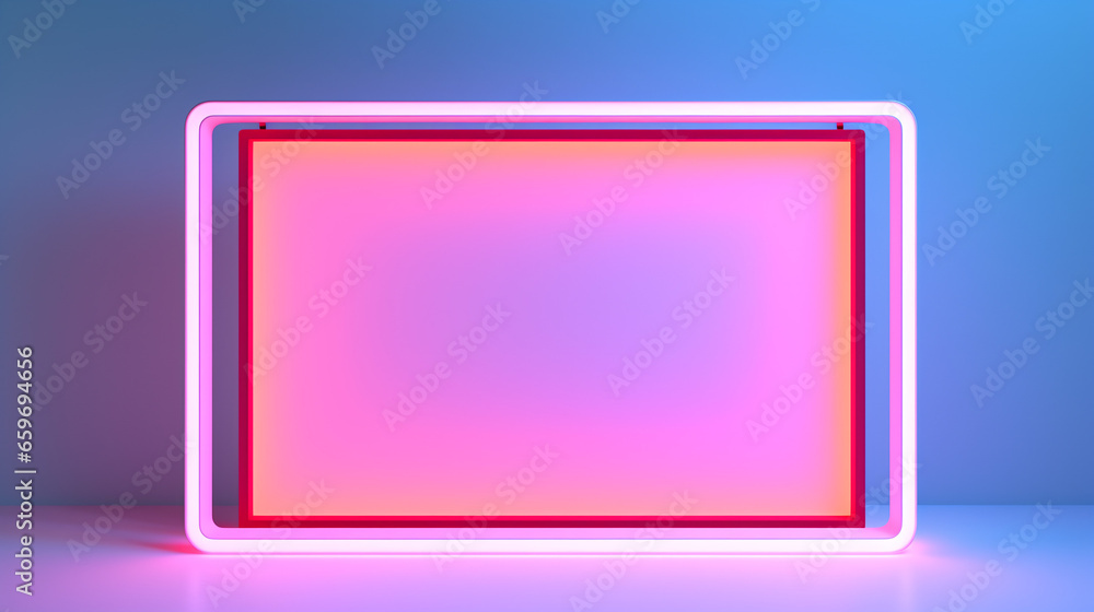 Luminous Edges: Square and Rectangle Frames Enhanced with Bicolor Neon Glow Luminous Edges: Square and Rectangle Frames Enhanced with Bicolor Neon Glow