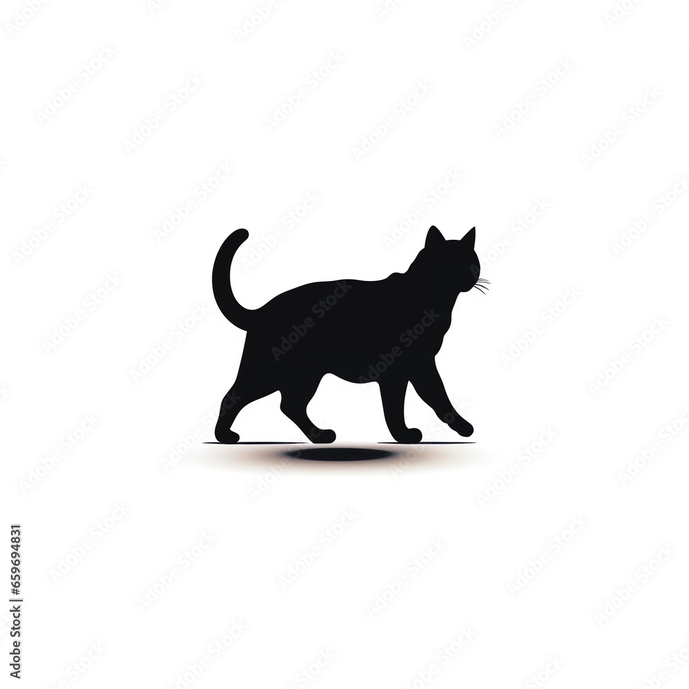 silhouette of a black cat on white background