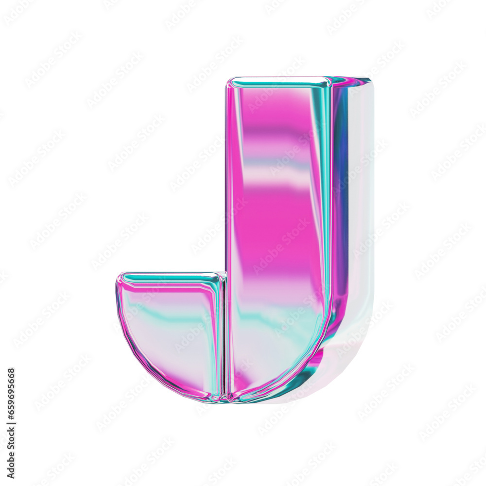 Letter J. alphabet 3D design in iridescent color style for banner, glossy icons, design posters holographic. Letter J. alphabet 3D design in iridescent color style for banner, glossy icons, design posters holographic.
