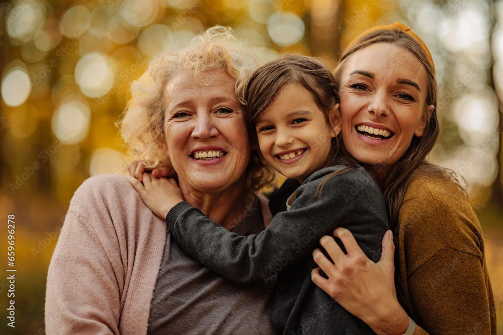 Happy three female generations in the nature Happy three female generations in the nature