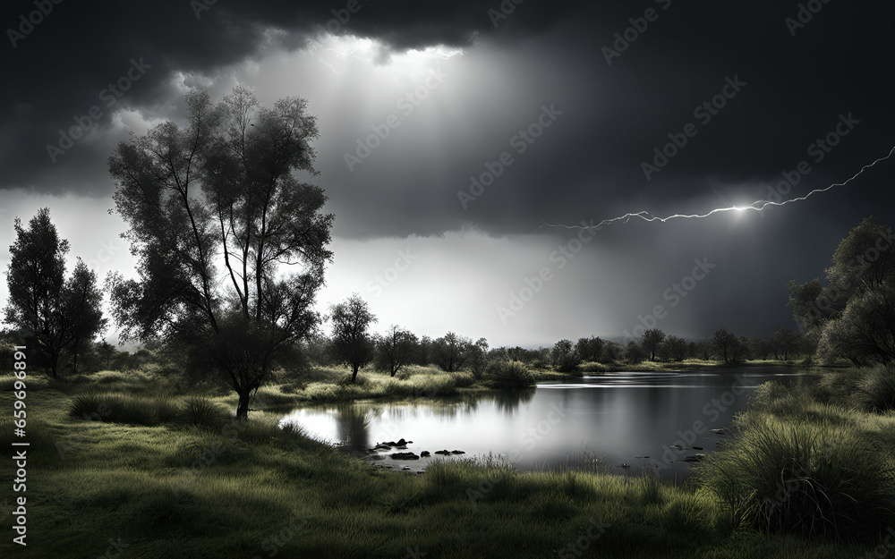 Fototapeta premium Dramatic thunderstorm in nature