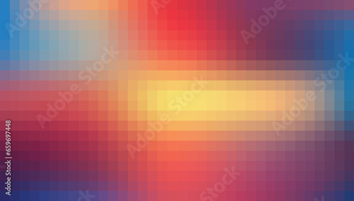 Background gradient pixel mosaic combination of vibrant blues, red and oranges photo