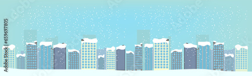積雪・冬の横長ヘッダーイラスト