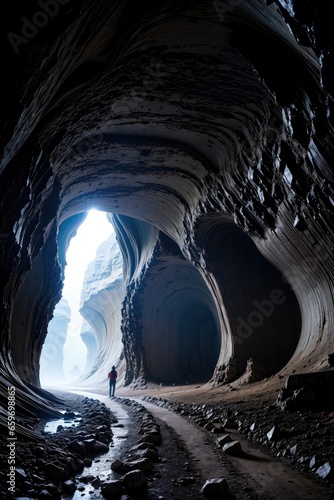 inside of the cave, light in the cave, giant cave