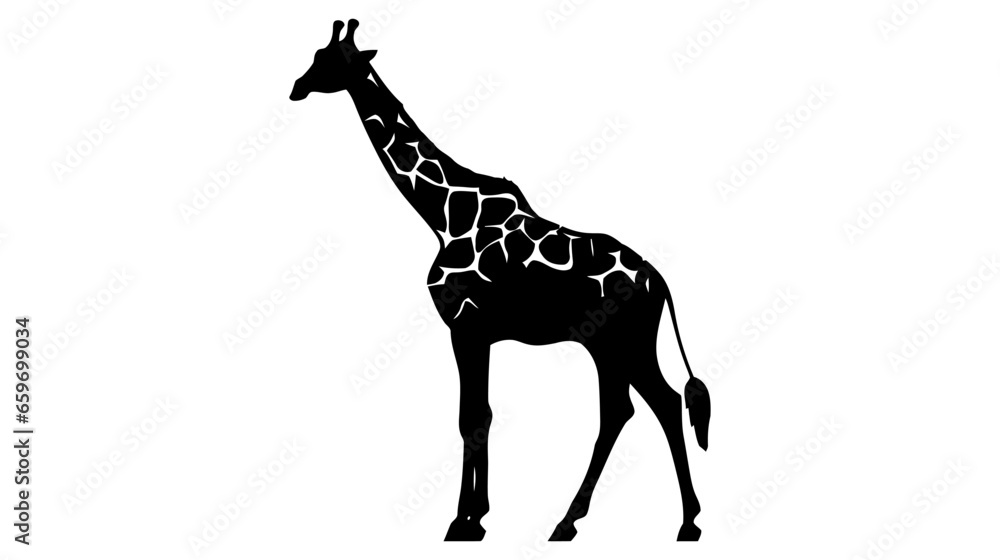 Silhouette of a giraffe isolated on white background Silhouette of a giraffe isolated on white background