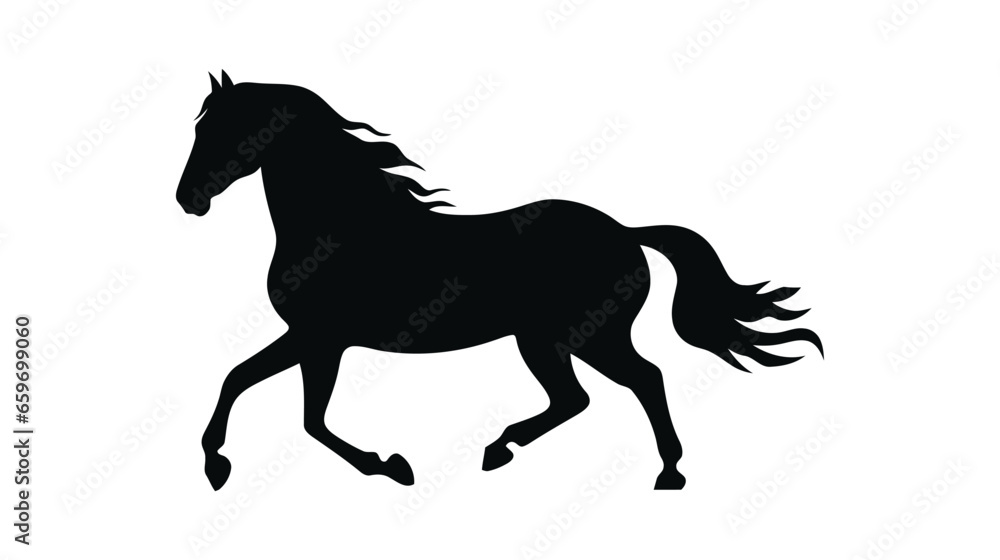 Obraz premium Black silhouette of horse. Vector illustration isolated on white background