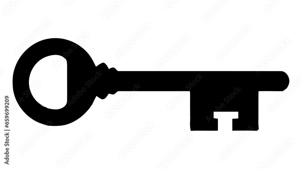 Old door key vector icon illustration isolated on white background Old door key vector icon illustration isolated on white background