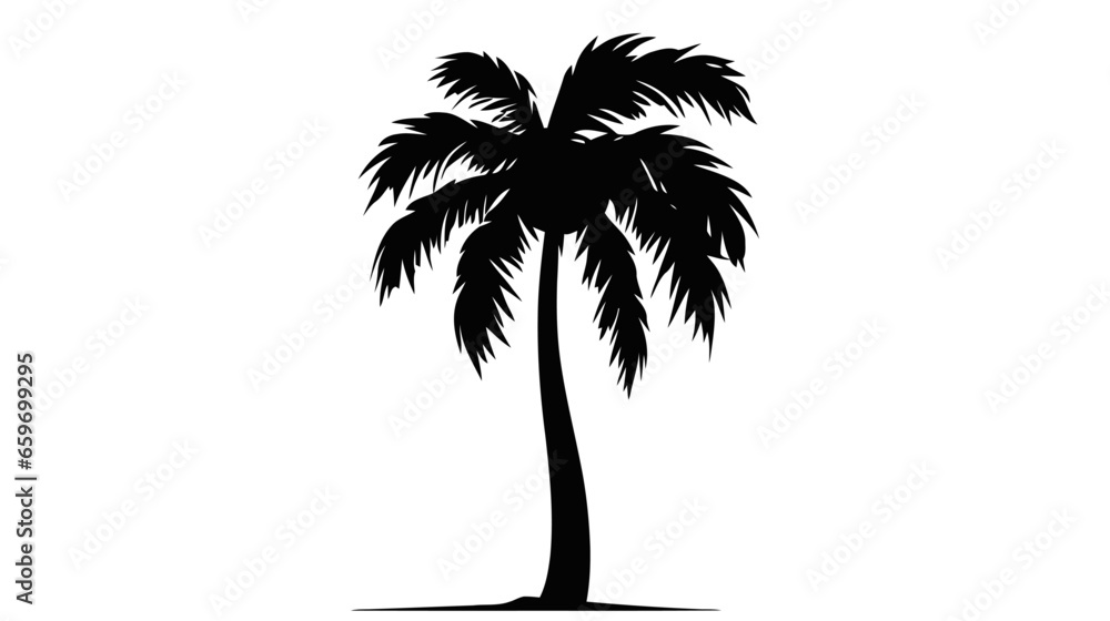 Black palm trees isolated on white background. Palm silhouettes. Black palm trees isolated on white background. Palm silhouettes.