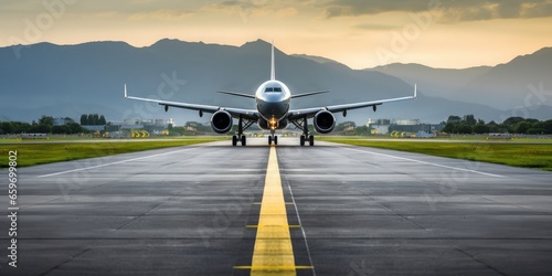 An airport runway with an a...
