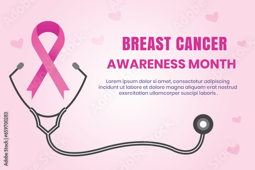 Breast cancer awareness pink ribbon medical banner background