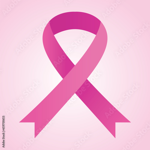 Breast cancer awareness ribbon. Vector pink ribbon
