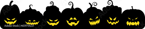 Jack O Lantern Halloween Pumpkin Face Border Silhouette